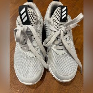 adidas Unisex Kids Athletic Sneakers Gray White Mesh Lace Up 11K BW1187